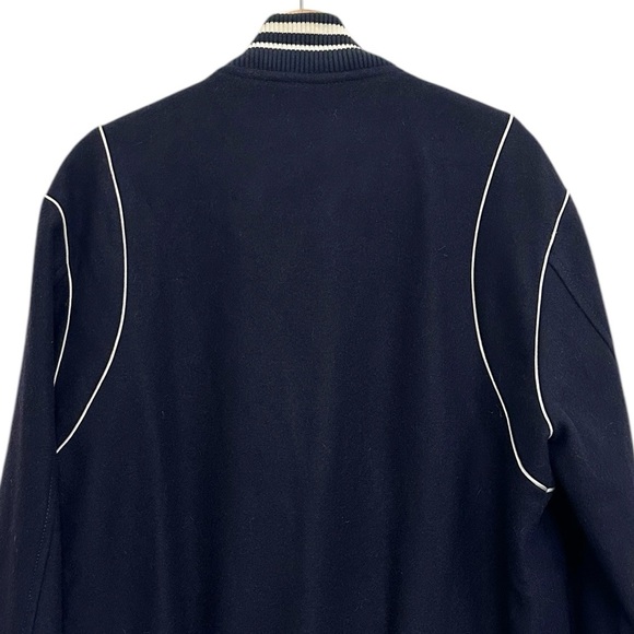 Zara Varsity Wool Bomber Jacket Dark Navy Size L - Picture 8 of 15